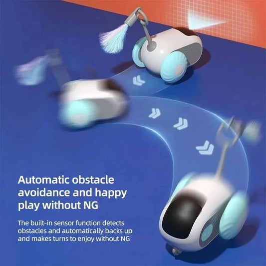 Robotic car toy with remote control for cats.