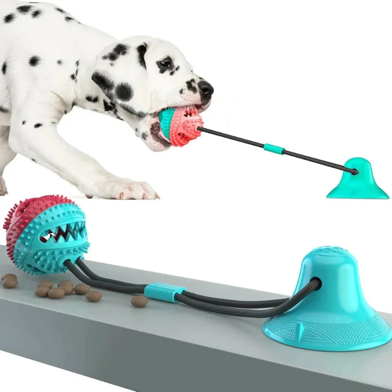 Silicon suction tug ball toy for active dogs.