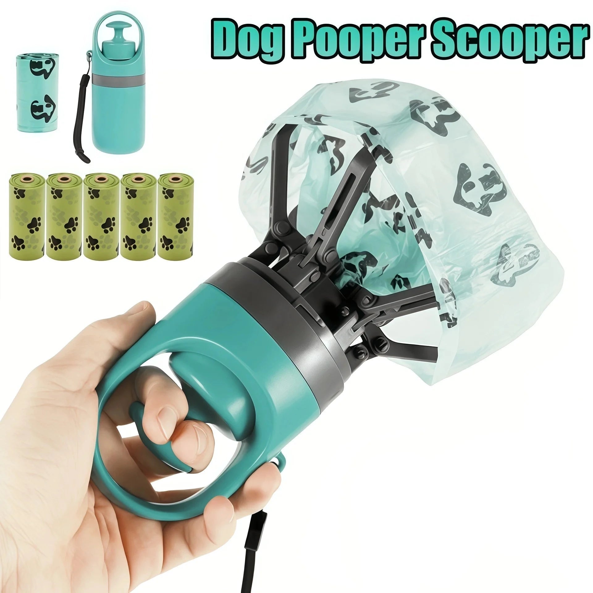 Portable Dog Poop Scooper With Built-in Dispenser - optimized image