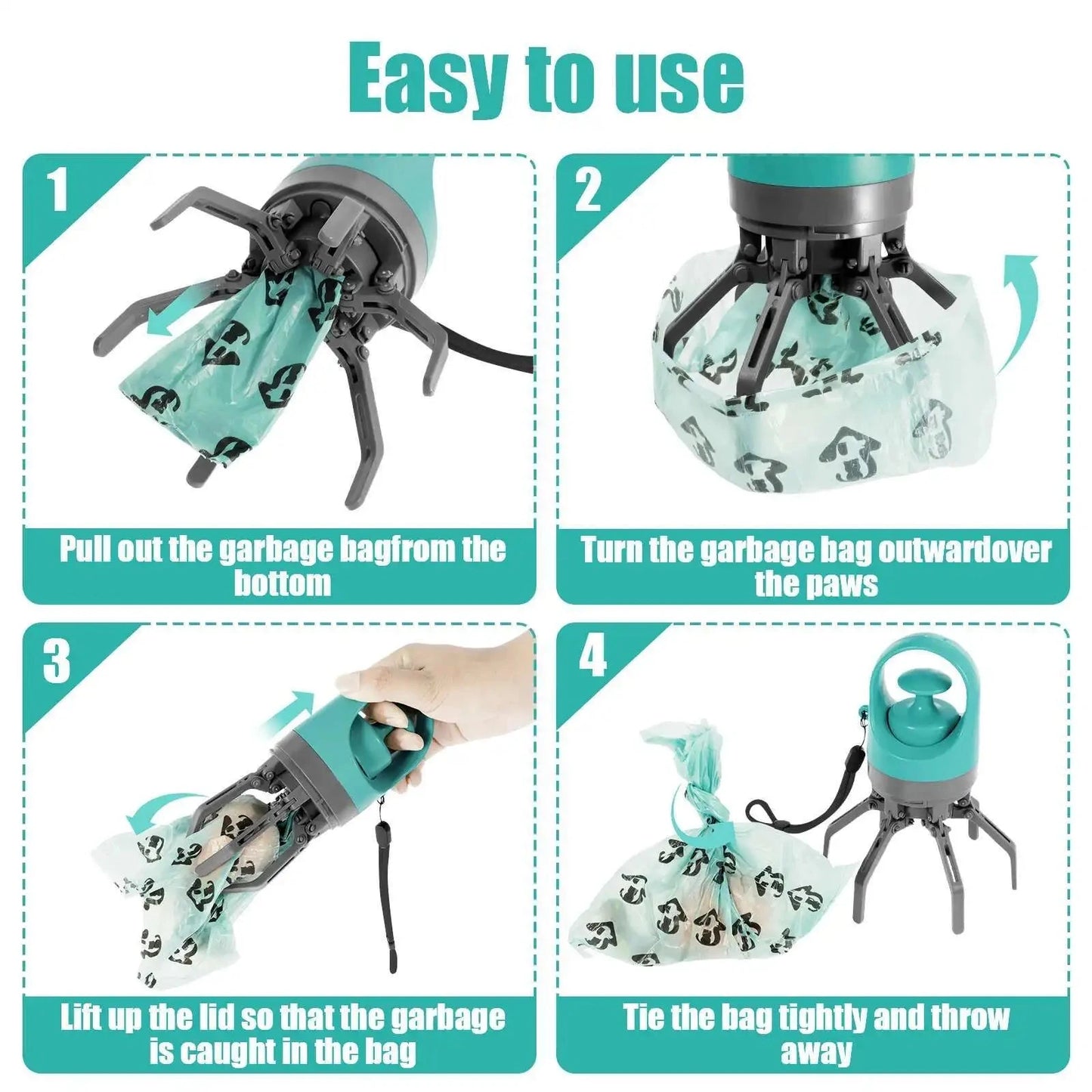 Portable Dog Poop Scooper With Built-in Dispenser - optimized image