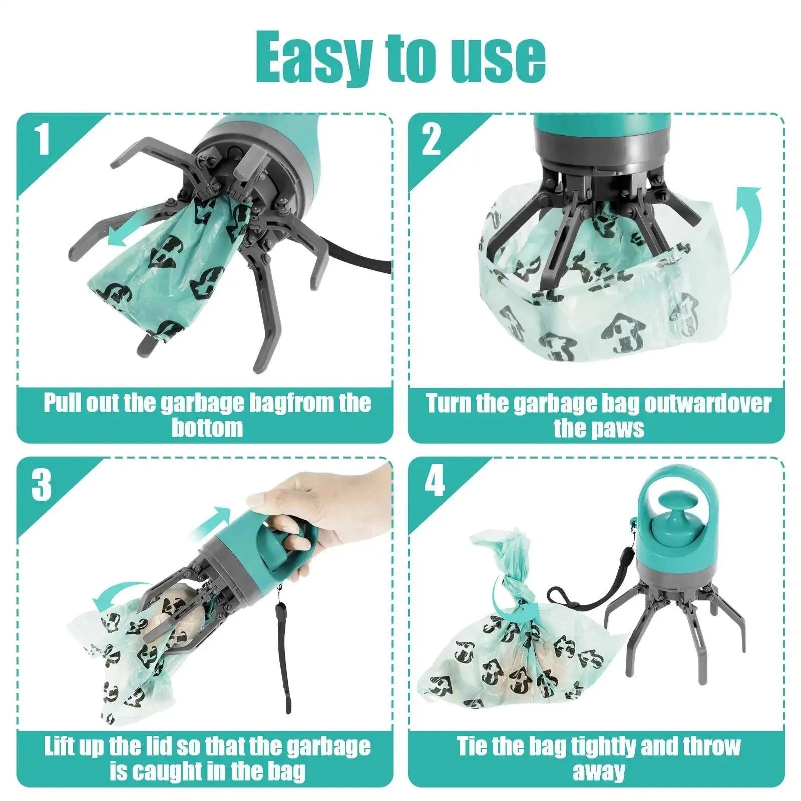 Portable Dog Poop Scooper With Built-in Dispenser - optimized image
