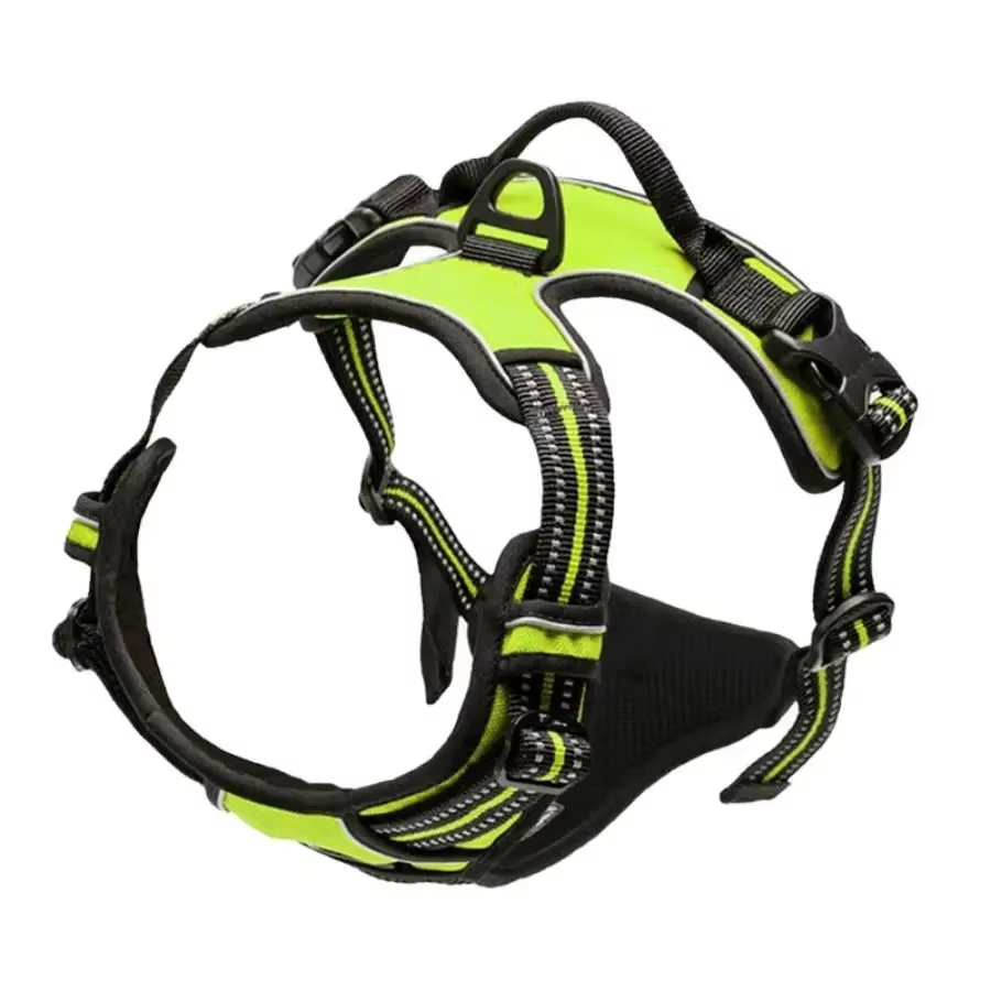 Green outdoor microfiber dog vest leash rope