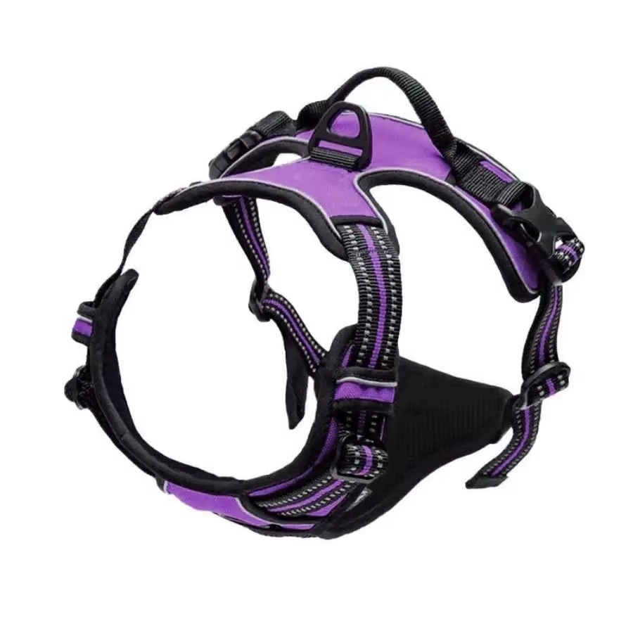 Purple outdoor microfiber dog vest leash rope