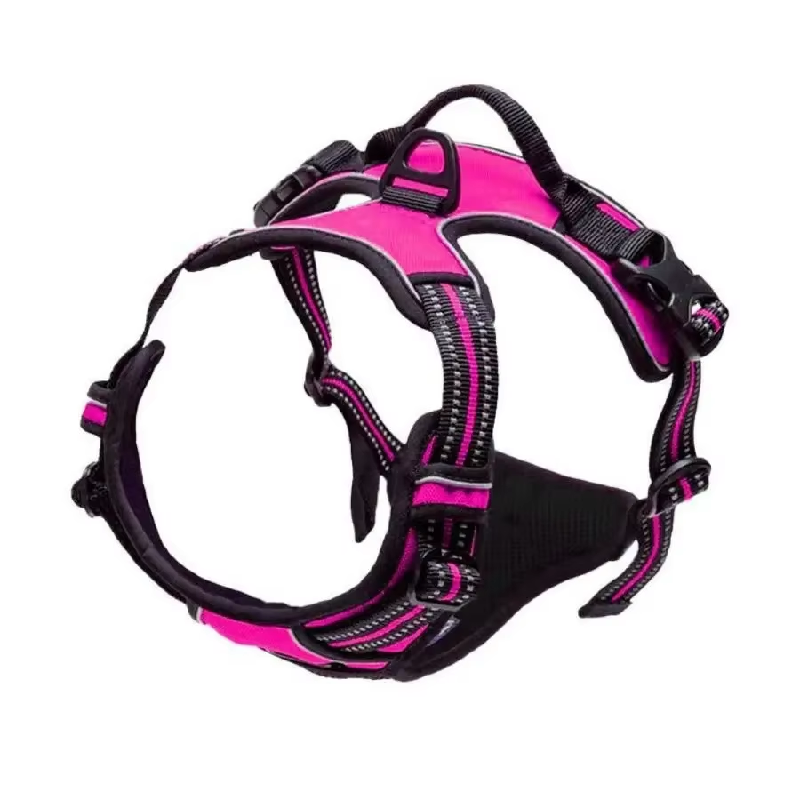 Pink outdoor microfiber dog vest leash rope
