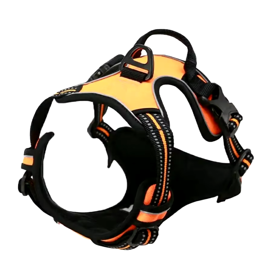 Orange outdoor microfiber dog vest leash rope