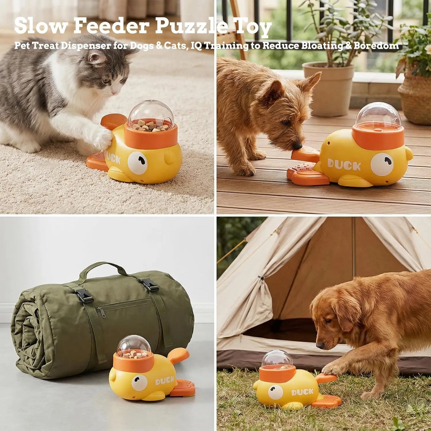 2-In-1 Duck-Shaped Interactive Slow Feeder Toy