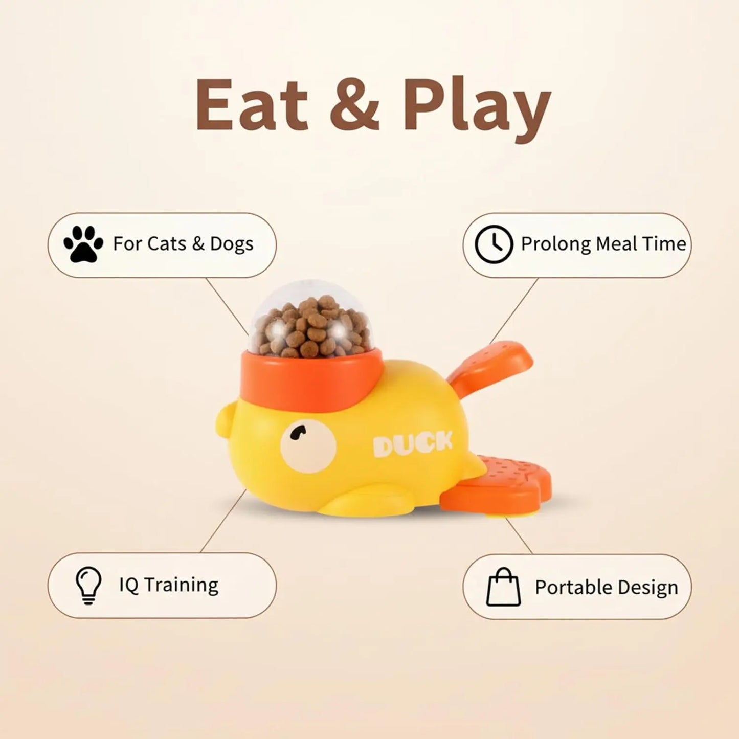 2-In-1 Duck-Shaped Interactive Slow Feeder Toy