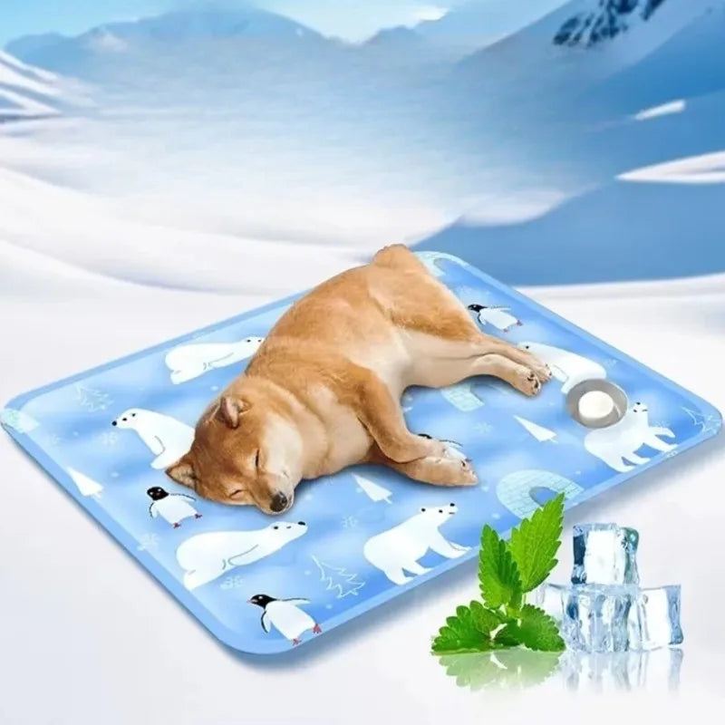 Floor Mat Self Water Adding Ice Gel Cooling Cushion Portable Durable Pet Cold Bed for Small and Large Dogs Summer Rest Accessory
